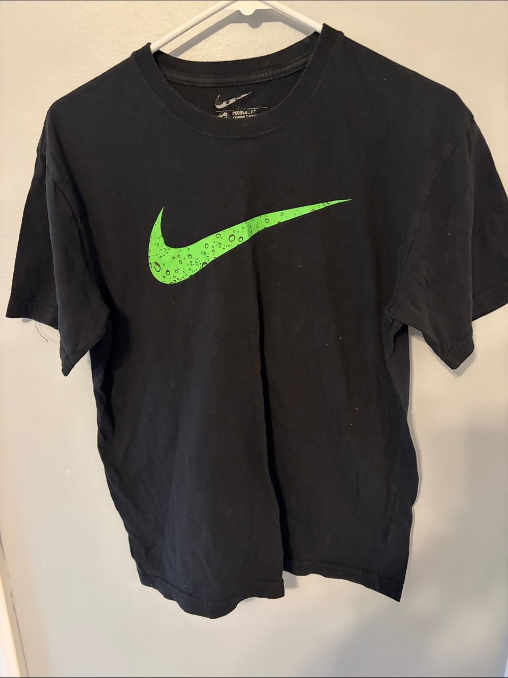 Nike Black Short Sleeve Tee with Bright Green Swoosh